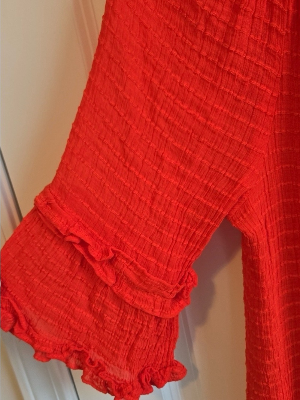 CeCe Red Ruffle-Sleeve Dress - - Picture 4 of 4